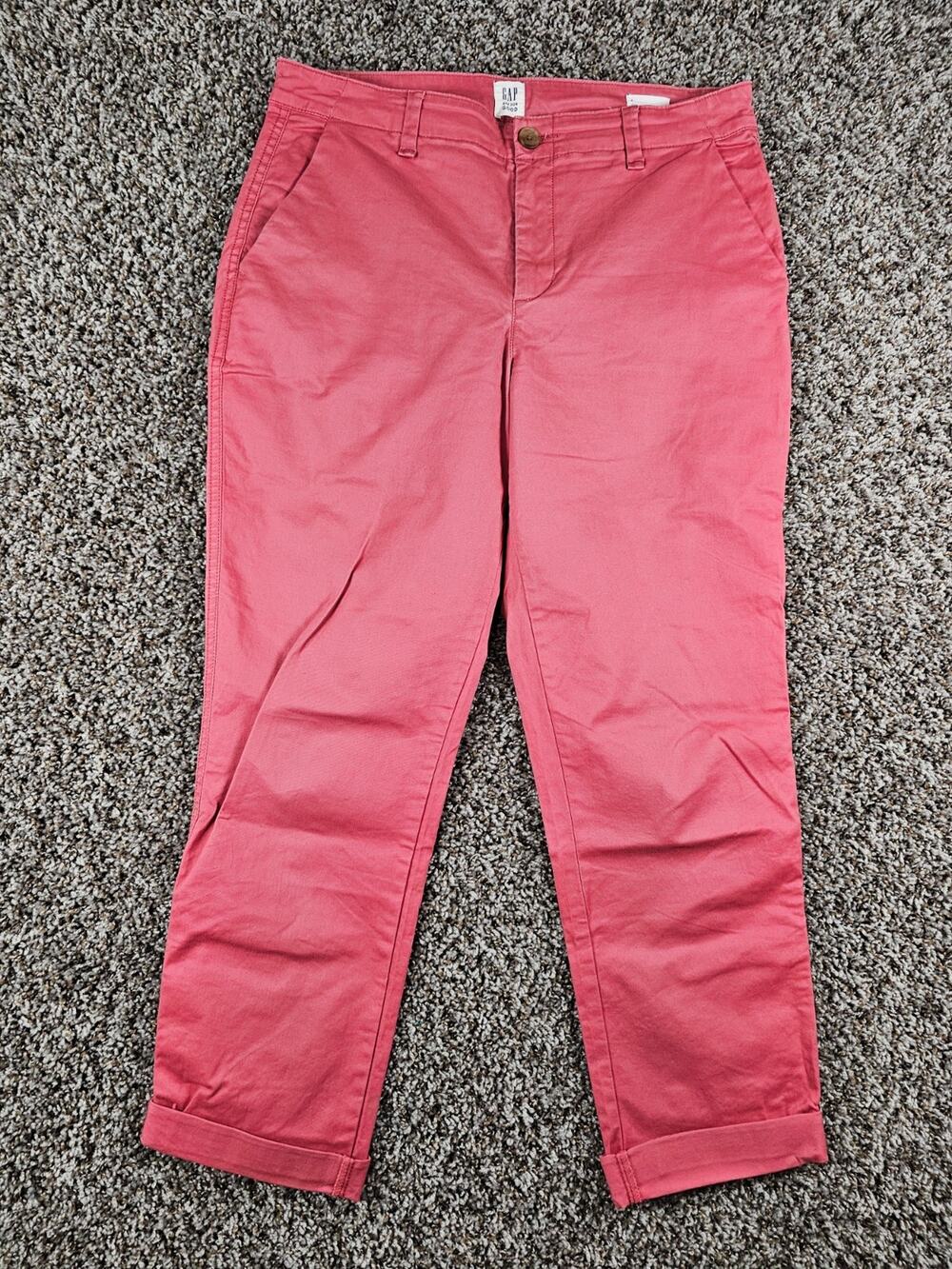 Gap Womens Sz 6 Girlfriend Fit Khaki Pants Salmon Pink
